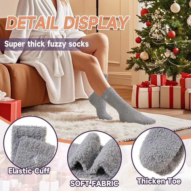 AMENLAN Store Women Fuzzy Slipper Socks Winter Microfiber Soft Cozy Plush Fluffy Socks Warm Comfy Thermal Home Sleeping Socks - Image 3